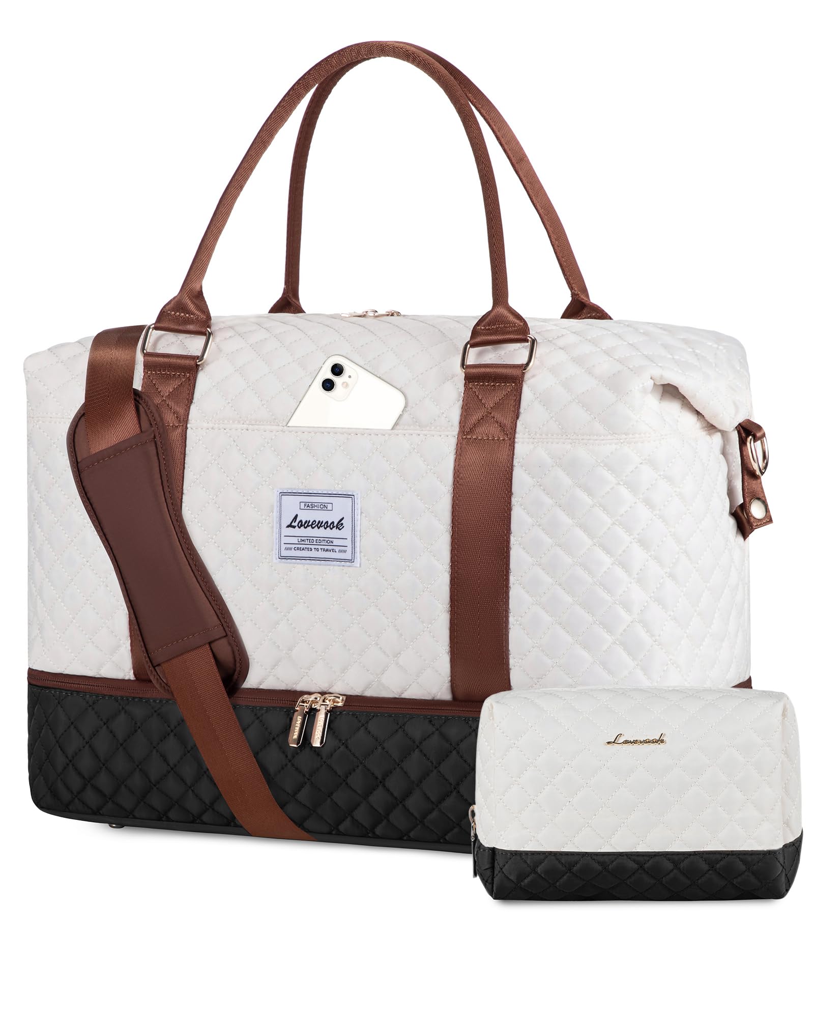 LOVEVOOK Reisetasche Handgepäck Damen Groß Sporttasche mit Schuhfach Carry On Travel Duffle Luggage Bag für Flugzeug Women Kliniktasche Geburt Mama Set Wickeltasche Saunatasche Strandtasche