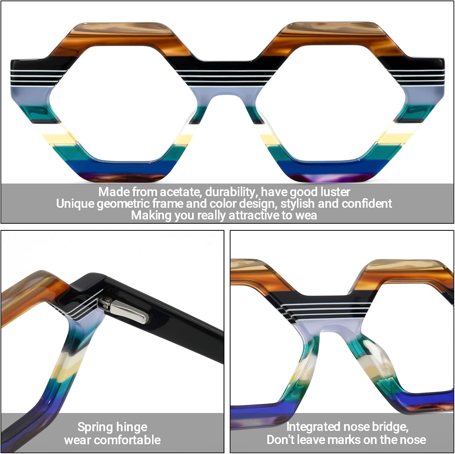 Vista 8 de Voogueme Gafas de marco geométrico para mujer Ailsa