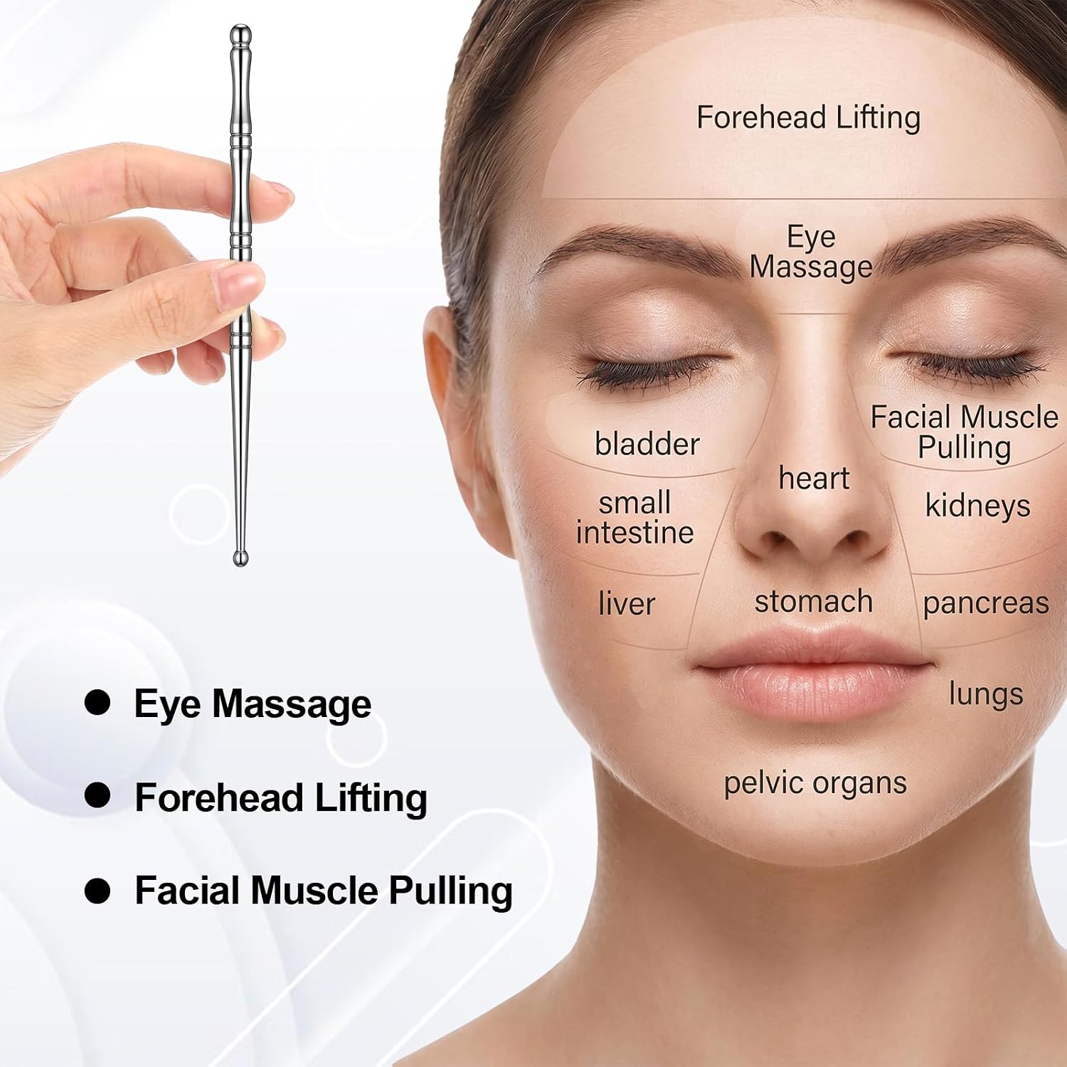 2 PCS Acupressure Pen, Dual Head Massage Pen Acupuncture Tool, Stainless Steel Face Stick Fascia Tool for Ear Facial Body Pressure Point Massage | Stainless Steel Acupressure Tool, Precise Acupressure