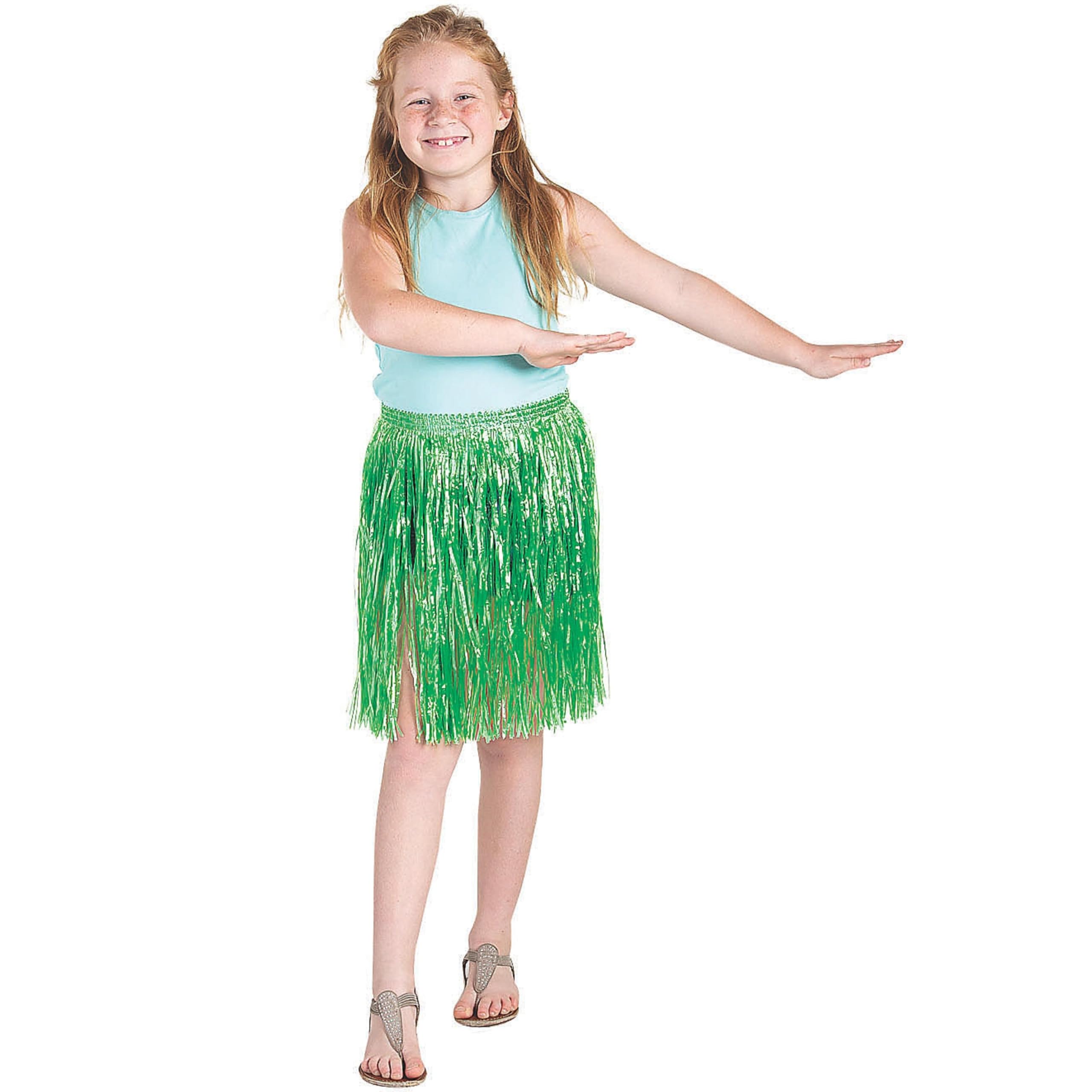 Fun Express - Green Kiddie Hula Skirt for Party - Apparel Accessories - Luauwear - Hula Skirts - Party - 1 Piece