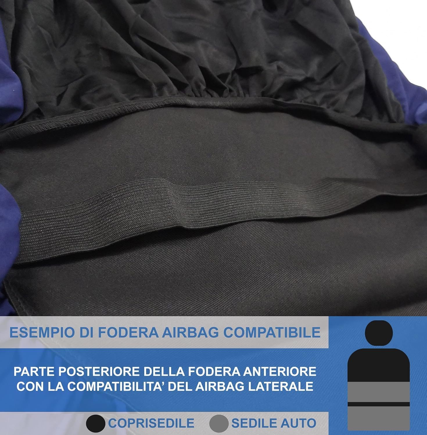Rebeca Shop 500x Copri-sedili Auto Compatibili 500x | Set Coprisedile Anteriori e Posteriori | Logo Ricamato | Airbag Compatibile | Accessori Auto Interno … (Nero/Nero)