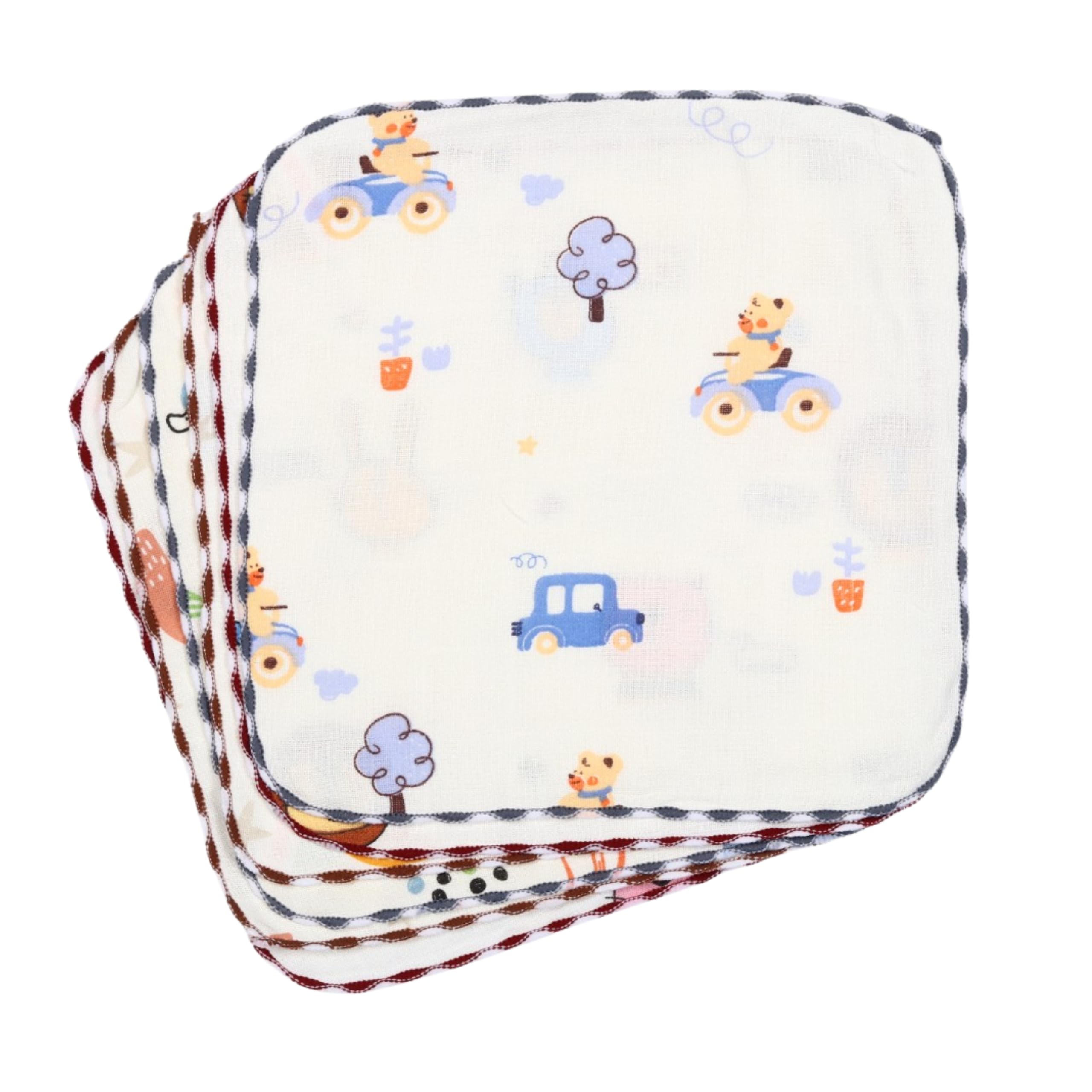 Kids Handkerchiefs for Boys & Girls Combo Pack of 6 | Pure Cotton Double Layer Hanky | Soft & Absorbent Baby Face Towel Handkerchief Set | Kids Hankies for School & Daily Use| 25 * 25 cm-image-31