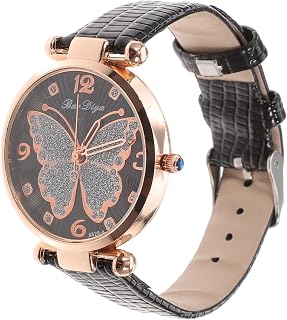 UKCOCO Nurse Watch Casual Watch Women Wrist Watch: Q-uartz Watch with Lether Watch Band Butterflies Dial for Women Lady Girl Watch