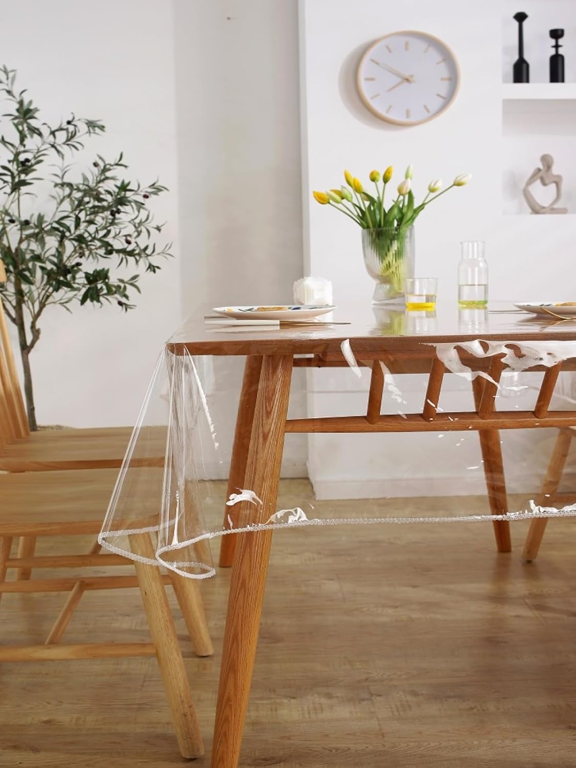 Tablecloth 1Pcs 0.13Mm Thick PVC Transparent Tablecloth Overlock Oilcloth Waterproof Table Cover Table Cloth 140X180cm