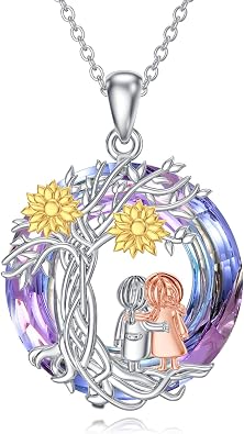 Dorunmo Dad Mother Daughter Necklace 925 Sterling Silver Heart Family Jewelry Christmas Birthstone Gifts for Women Daughter
