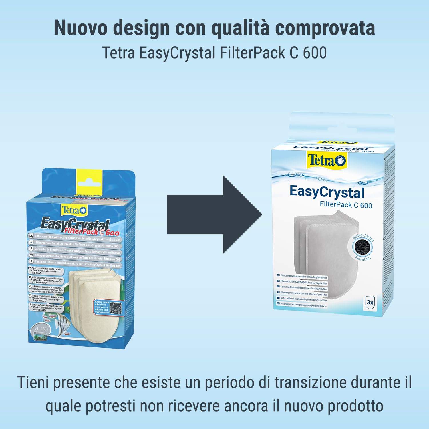 Tetra Easycrystal Filterpack C/Carbone - Confezione da 3 da 138 gr
