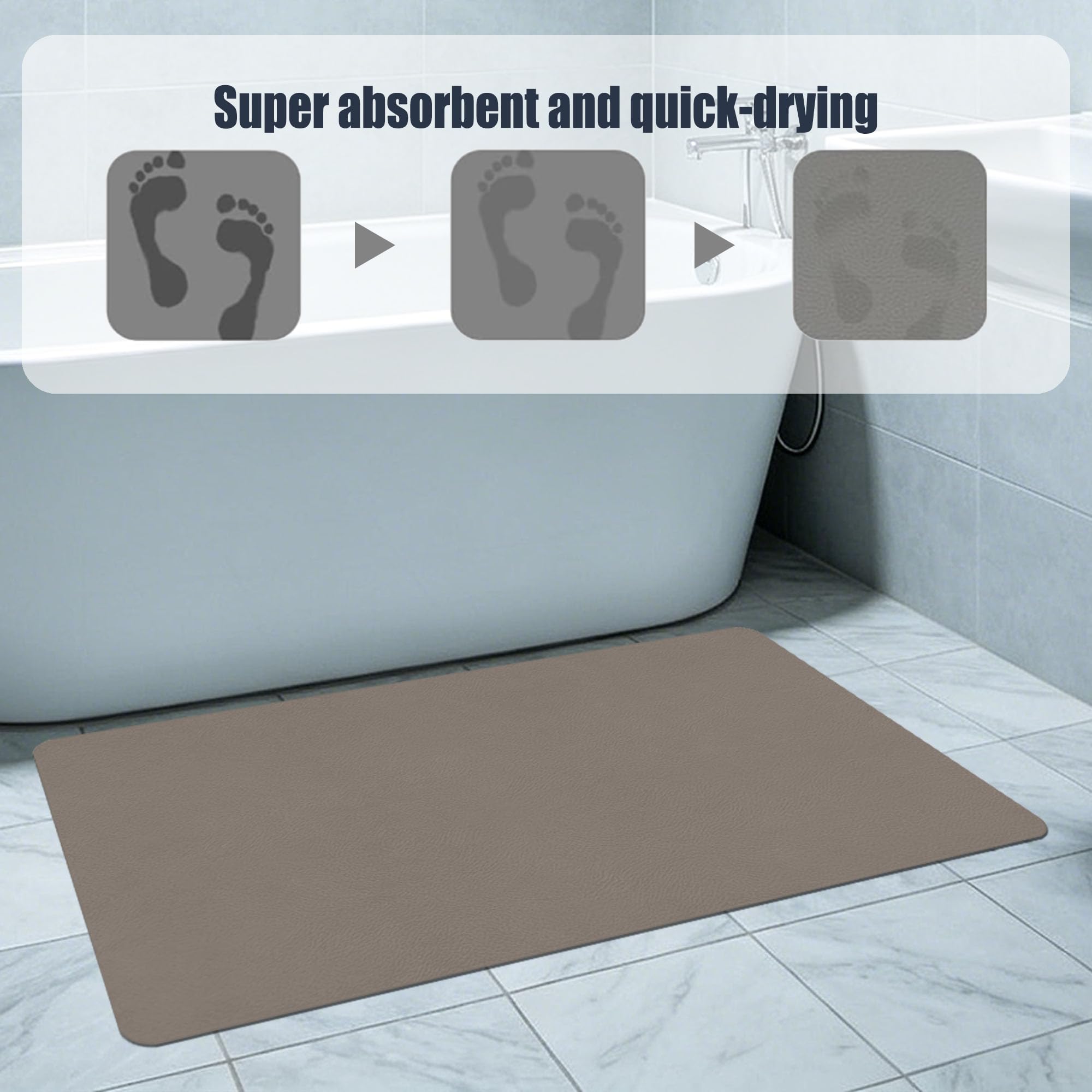 Alfombra Diatomita Baño 75 x 165 cm Rápido Secado Alfombrilla de Baño de Piedra de Diatomita Antideslizante y Antihumedad para Bañera, Ducha, Cuarto de y Cocina, marrón