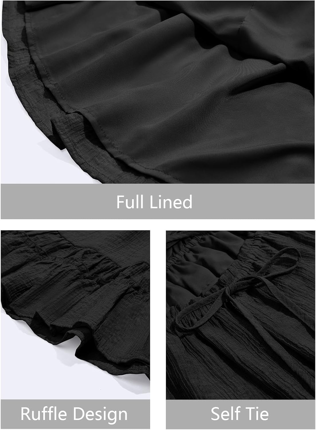 Wenrine Womens Spaghetti Strap Mini Dress Summer Backless Self Tie Ruffle Beach Sundress - Image 6