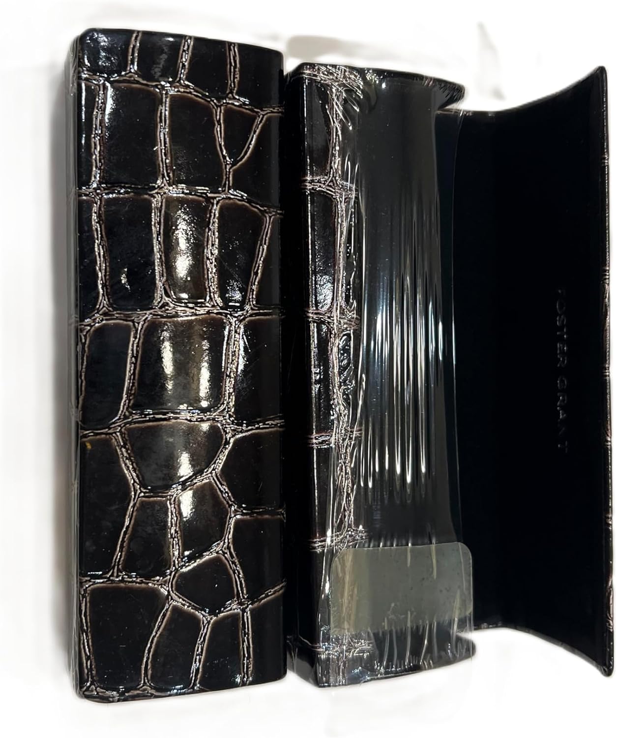 2 Pc.Foster Grant Eyeglasses Rectangle Hard Case Black Faux Crockodile design Size: 6 x 2 x 1 Inch