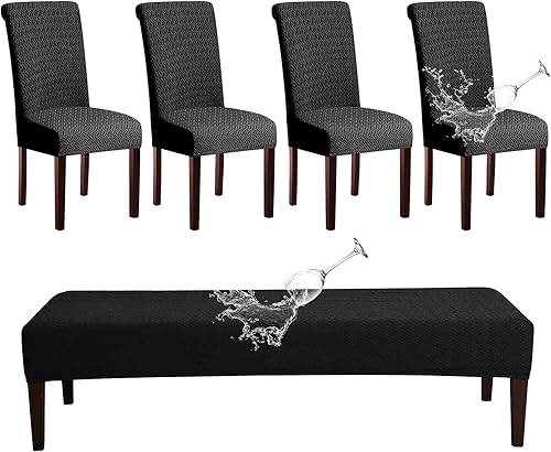 Miniatura 16 de HAOYONG Funda para silla de comedor, de jacquard, lavable, funda para silla Parsons, protector de asiento extraíble para comedor, hotel, ceremonia,
