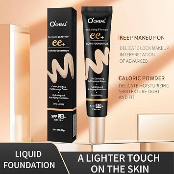 O'CHEAL Lightweight CC Cream with SPF 50+ Color Correcting Foundation