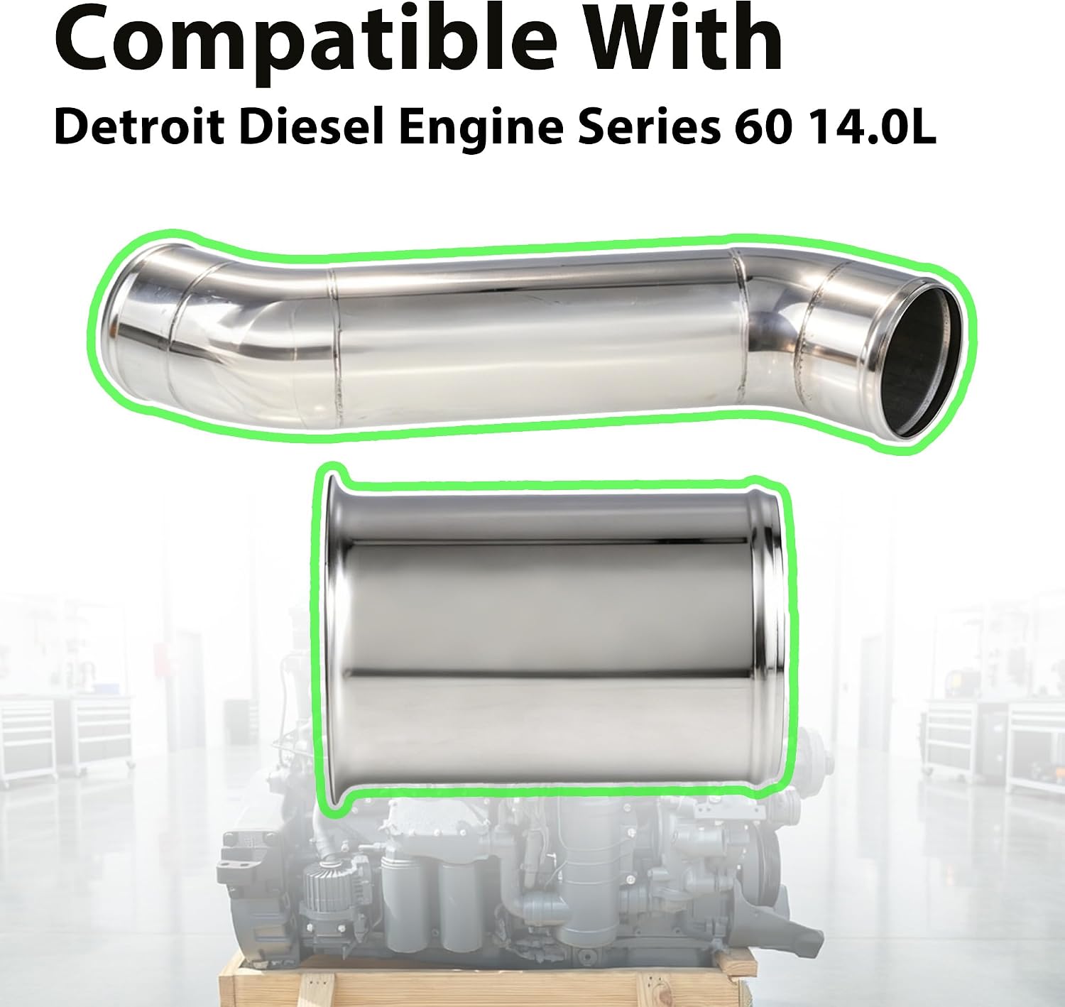 Engine Coolant Pipe&Intake Extension Pipe Kit Compatible with Detroit Diesel Series 60 14.0L Replace#23505089 23505899