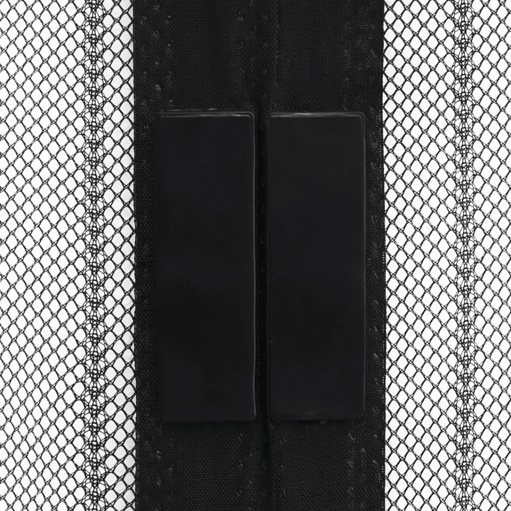 Fliegengitter Türvorhänge 2 Stk. Magnet Schwarz, 220 x 130 cm Polyester Vorhang mit Rahmenöffnung, für am Türrahmen, Luftzirkulation Sommer