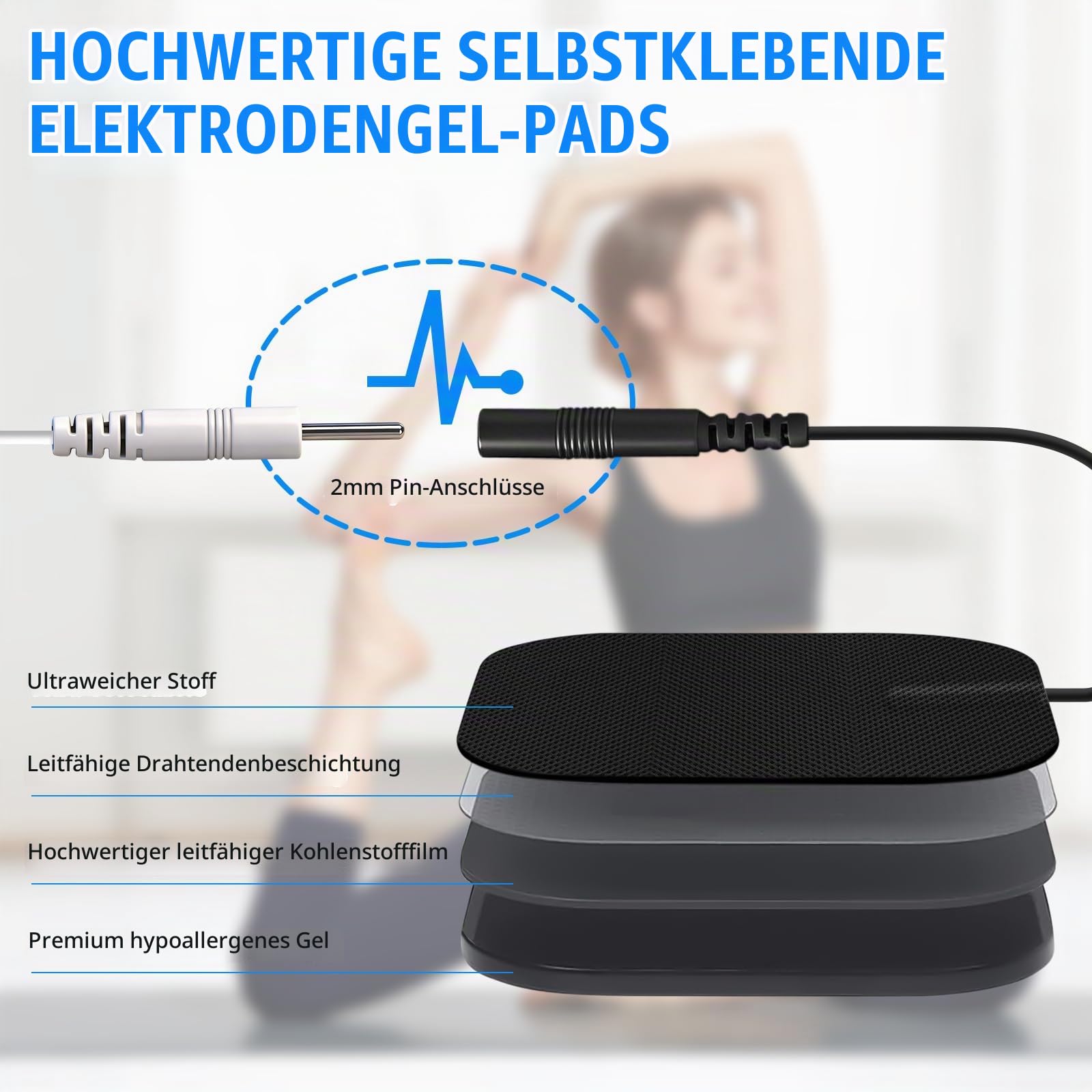 TENS/EMS Gerät 3-in-1 TENS Gerät Schmerztherapie mit 48 Modi 4 Kanäle Reizstromgerät mit 8 Elektroden Pads für Arm, Bein, Rücken, Schulter, Nacken