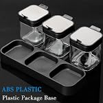 Mlici Condiment Jar Spice Container Set of 3 with Lids & Spoons, 255ml Clear Glass Condiment Canisters Pots Seasoning Box, Salt Container Sugar Bowl for Kitchen, Counter, Food Storage (Black)