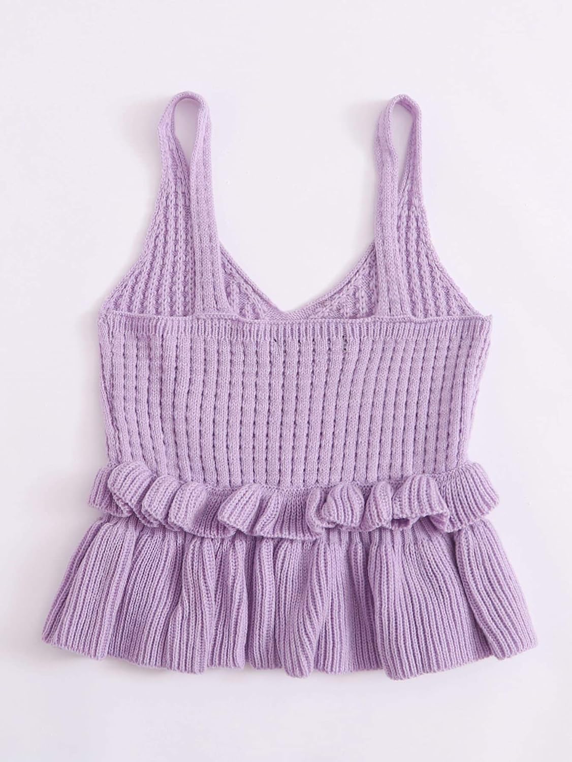 SweatyRocks Women's Casual Sleeveless Peplum Tops Ruffle Hem Cropped Knit Sweater Vests - Image 3