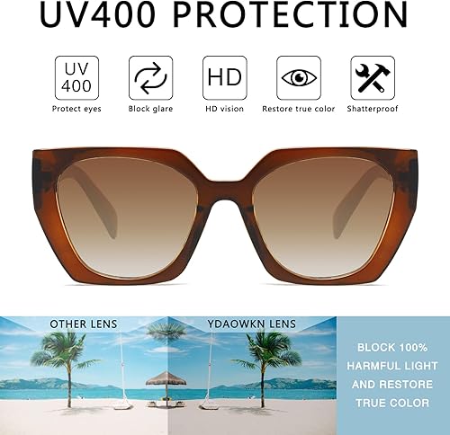 Miniatura 3 de YDAOWKN Gafas de sol retro de gran tamaño para mujer, gafas de sol cuadradas grandes vintage