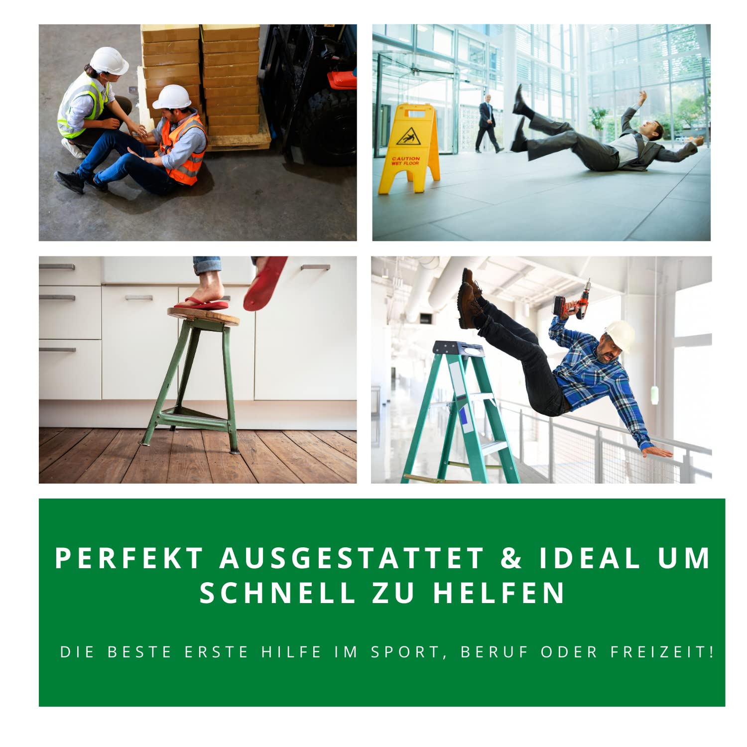 Erste Hilfe Kasten DIN 13169:2021, Erste Hilfe Koffer - LARGE - mit Wandhalterung, Verbands-Kasten gemäß ASR, ABS-Kunststoff - bruchsicher & schlagfest - mit Platz für mehr - Typ L (weiss), HierBeiDir