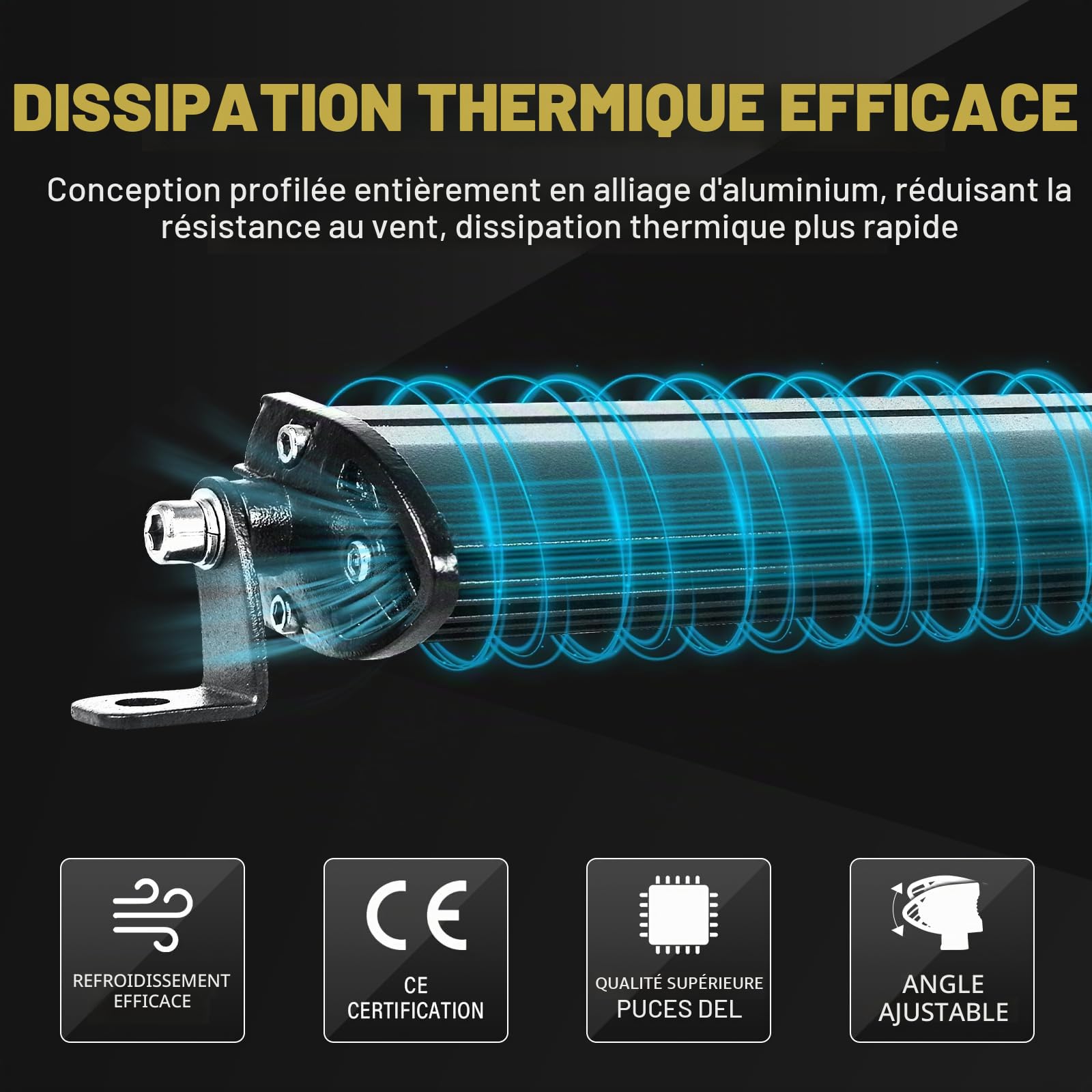 RIGIDON 2x slim led light barre, 50 cm 20 pouces 90W, feu antibrouillard