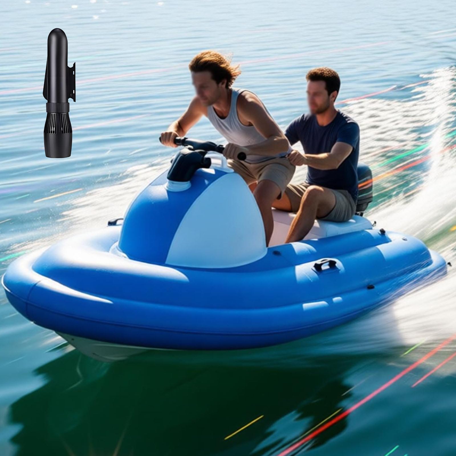 LwiftGal Wave Surf Boat Jet Ski, Inflatable Jet Boat, Diving Underwater Scooter(Optional), 500W Brushless Motor, 7 km/H for Adults and Kids Sea Diving Swimming Equipment White-500W10AThruster