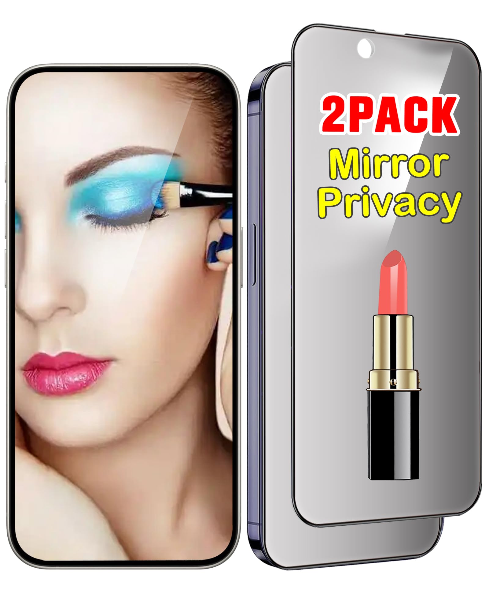 Westillux 2 Pack Mirror Screen Protector for iPhone 14 and iPhone 13/13 Pro Tempered Glass Mirrored Effect Anti-Spy Full Coverage Easy Installation