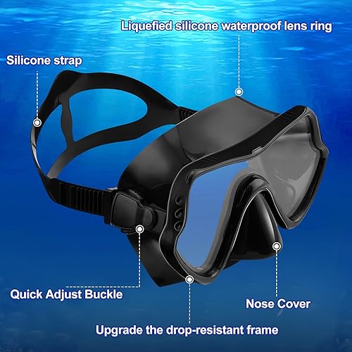 Miniatura 4 de Kingdder 6 gafas de esnórquel con cubierta para la nariz, máscara de buceo con vista panorámica, equipo de buceo, equipo de entrenamiento para
