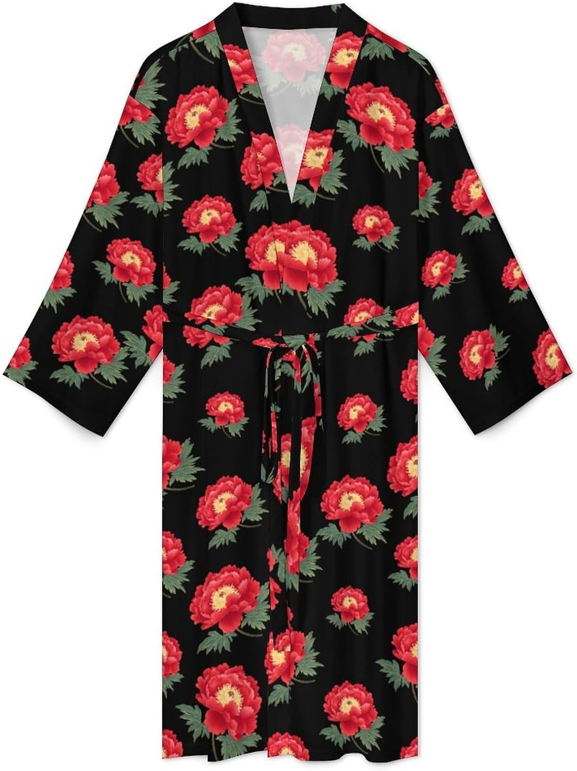 Peony And Blossom Mens Robe Long Bathrobe for Women Bath Robes Lightweight Soft Printed Sleepwear