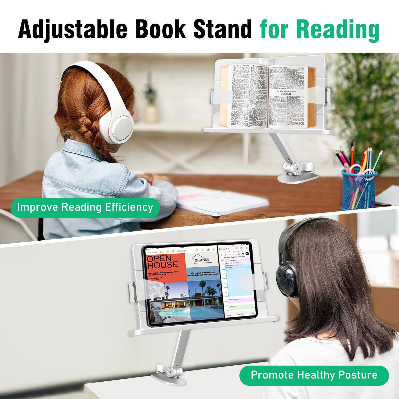 Pupitre De Lecture Support De Livre Réglable Avec Base Pivotante à 360 Et Pinces A Pages Support Pliable Pour Partitions Musicales~p129951677 Support Livre Ouvert