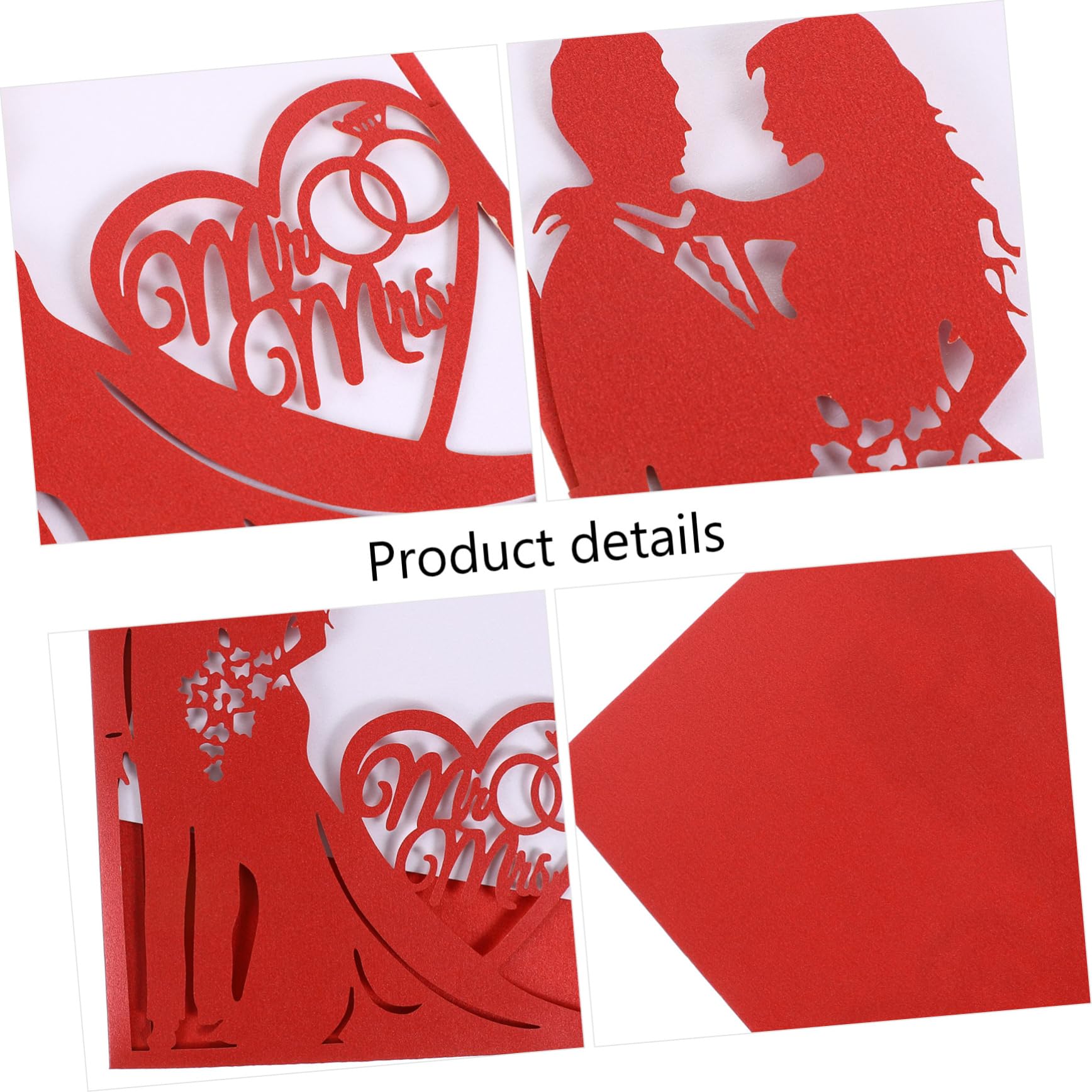 CHILDWEET 60pièces Cartes Invitation Papier Creux Pour Mariage Saint-valentin Et Anniversaires Invitations Romantiques Élégantes