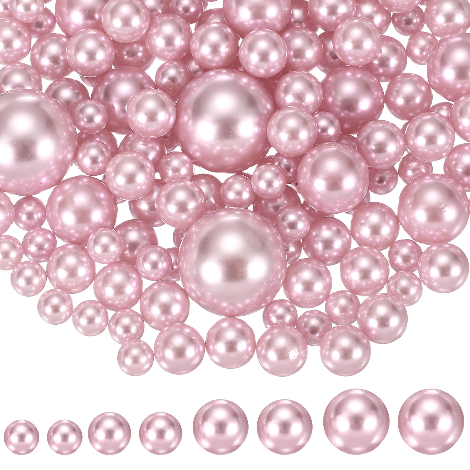 YELARXI 200Pcs No Hole Pearl Beads, 10/14/20/30mm Vase Fillers Faux Pearl for Crafting Filling Home Party Decorations Wedding Centerpieces, Dark Pink