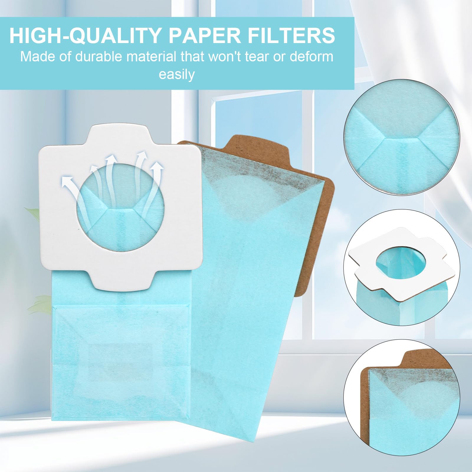 Lot de 10 Sacs D'aspirateur pour Makita Tool Gmbh Filtre en papier Sacs compatible pour Makita CL072D, CL102D, CL105D, CL107D, CL121D, CL142FD, CL182FD, CL184D, CL282FD, 4093D, 4073D, 4072D