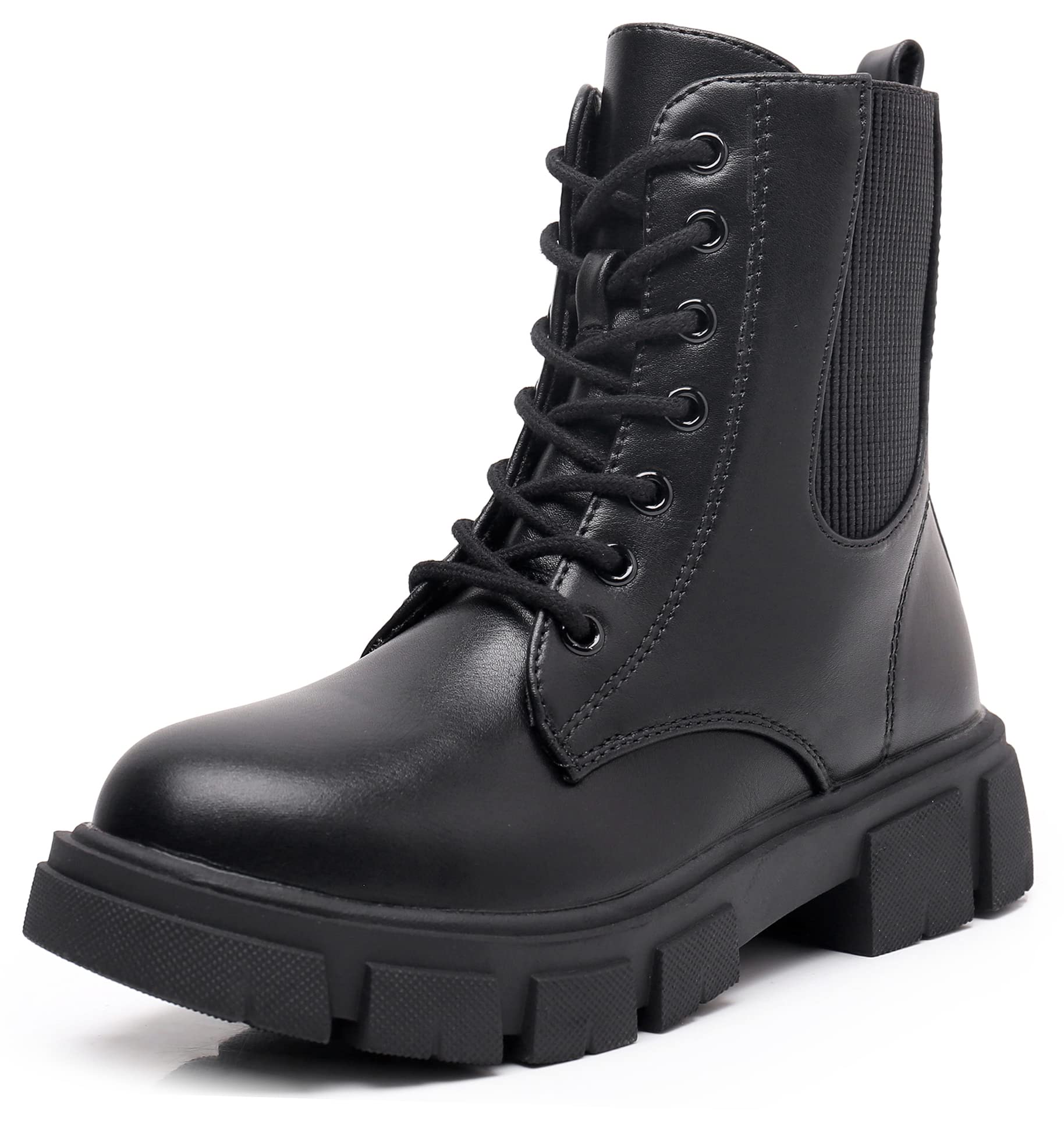 Apakowa Girls Combat Boots Fashion Ankle Booties Side Zipper Boots (Toddler/Little Kid/Big Kid)