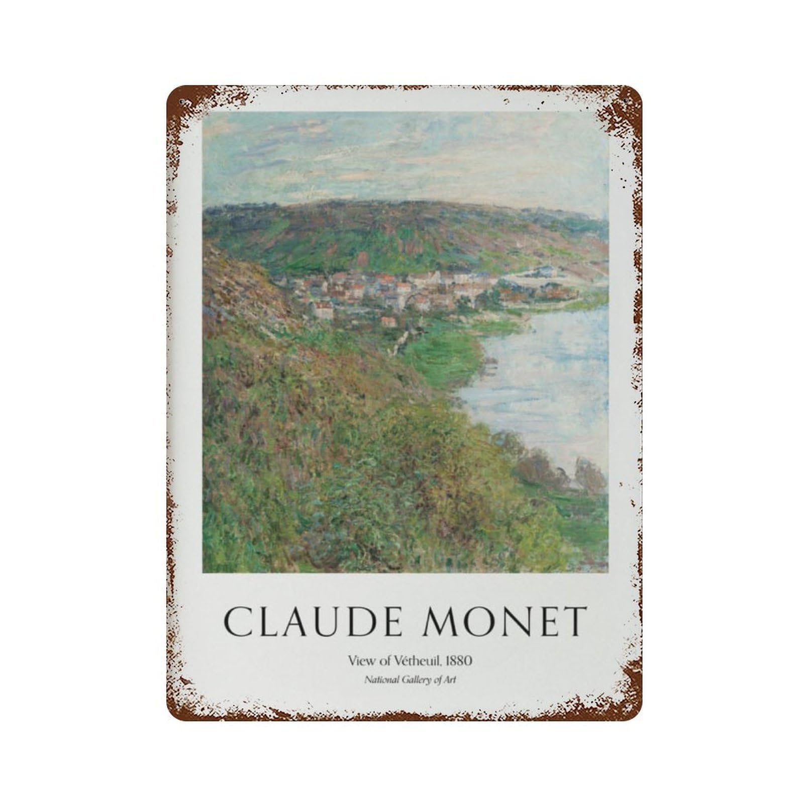 xiaoxiaoshen Claude Monet 'view of Vétheuil' Exhibition Wall Decor Art Metal Tin Poster Modern Home Decor Art Home Bar Shop Decorations Vintage Sign 40x30cm