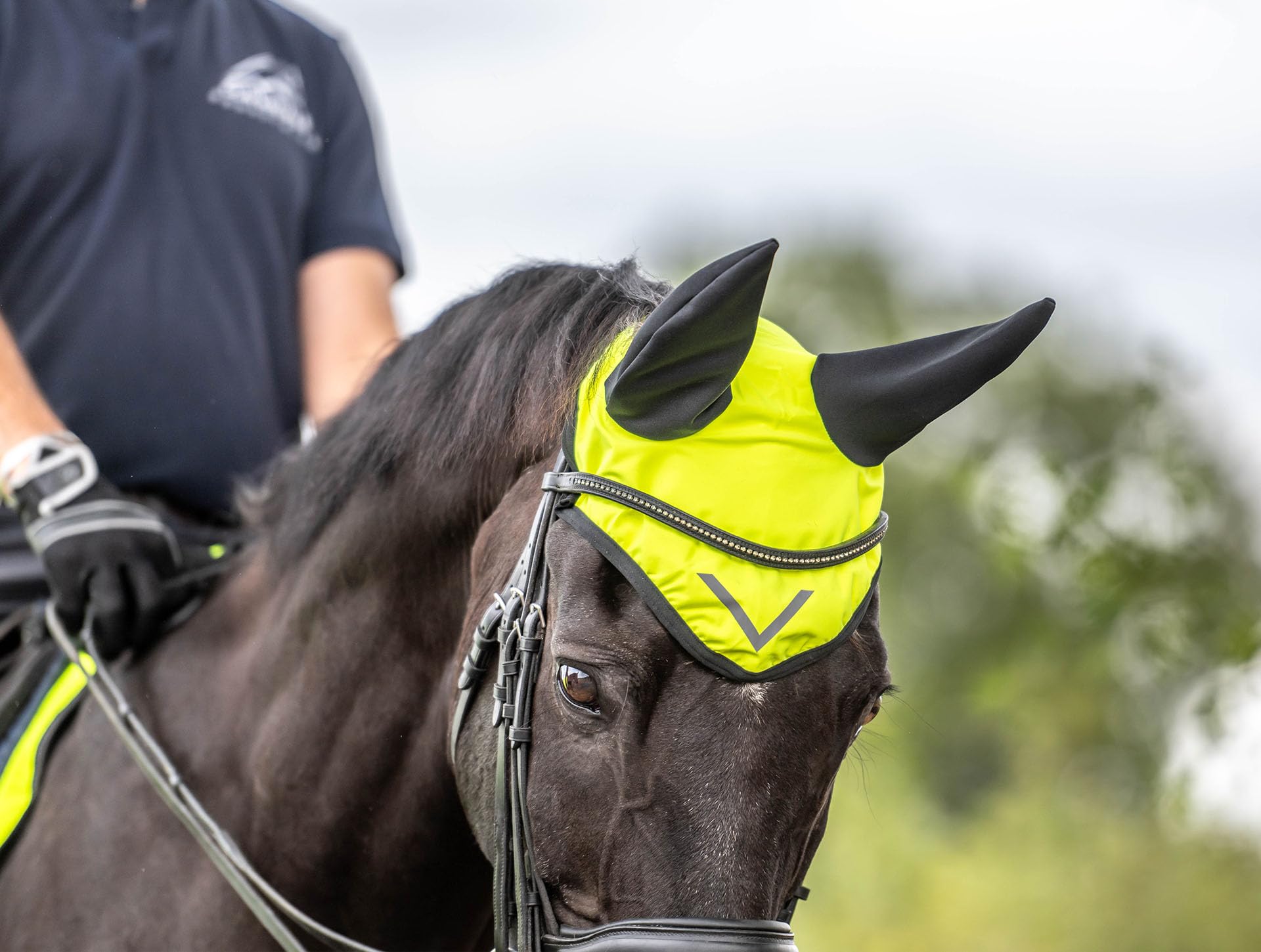 Ruggles Hi-Viz Ear Bonnet - Fly Veil for Horse and Pony - Yellow, Orange (Yellow, Pony)