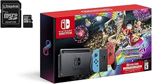 Nintendo Switch Paquete de Accesorios Mario Kart 8 Deluxe con Joy-Con Neón Azul y Neón Rojo y Tarjeta SD de 32GB por Nintendo