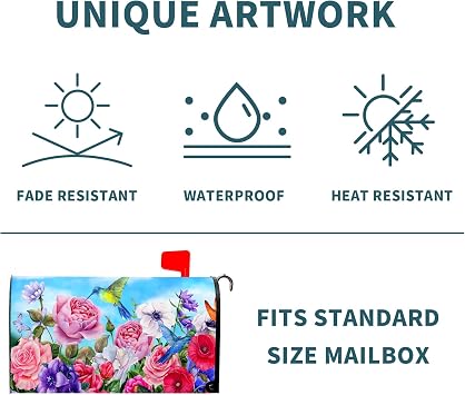 Welcome Spring/Summer Floral and Bird Magnetic Mailbox Covers - Large Post Letter Box Covers - Garden Yard Home Decor for Outside - 21 x18