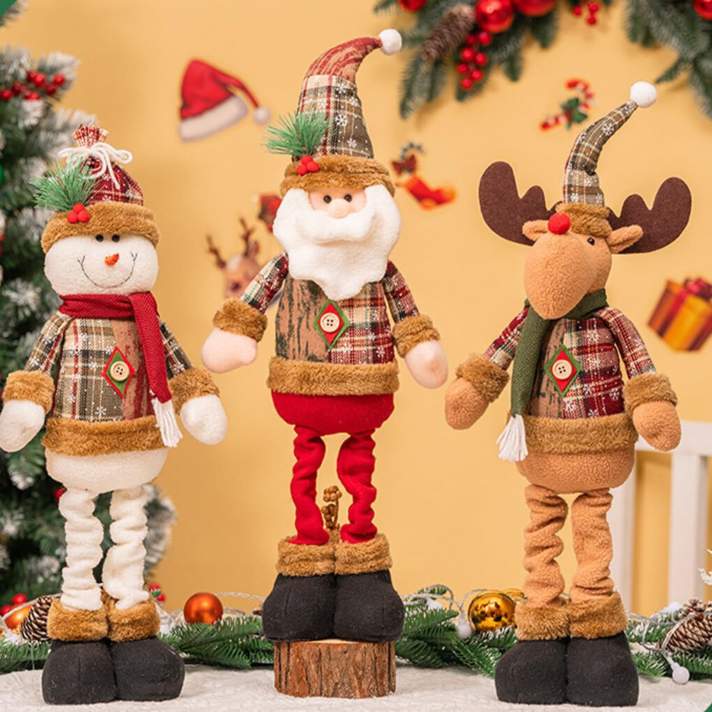 Muñecos de Peluche navideños para decoración Festiva del hogar, Franela de Oficina, Decoraciones navideñas Hechas a Mano, muñecos de pie Redondos, muñeco de Nieve de Navidad