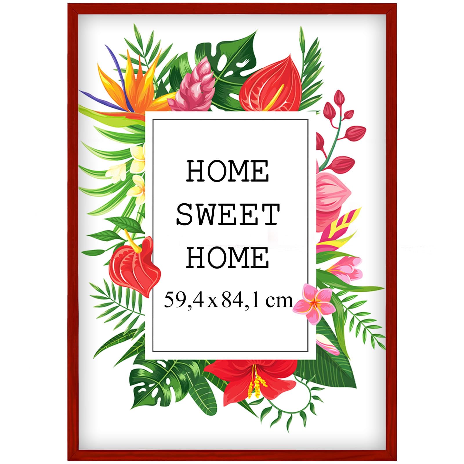 Mg Design Red Wooden Photo Frame A1 23.4 X 33.1 In (59.4 X 84.1 Cm) – Shatter-Resistant Acrylic Glass – Wall Mount Portrait & Landscape