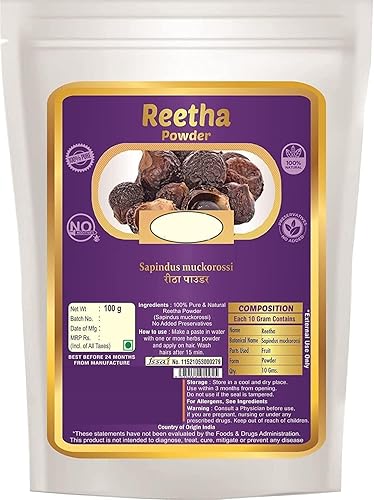 MM Natural Aritha Powder - Reetha Powder - Ritha - Soapnuts (Sapindus Mukorossi) for Hair - 100g