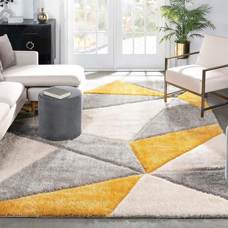 Image of Shaggy Carpet for Living Room 7 X 10 FEET Fluffy Plush Area Rug, Thick Fur Floor Carpet Modern Cozy Rug for Home Decor, Kids Room Bedside Hall, Durable Comfortable Shaggy Rug (Gold)