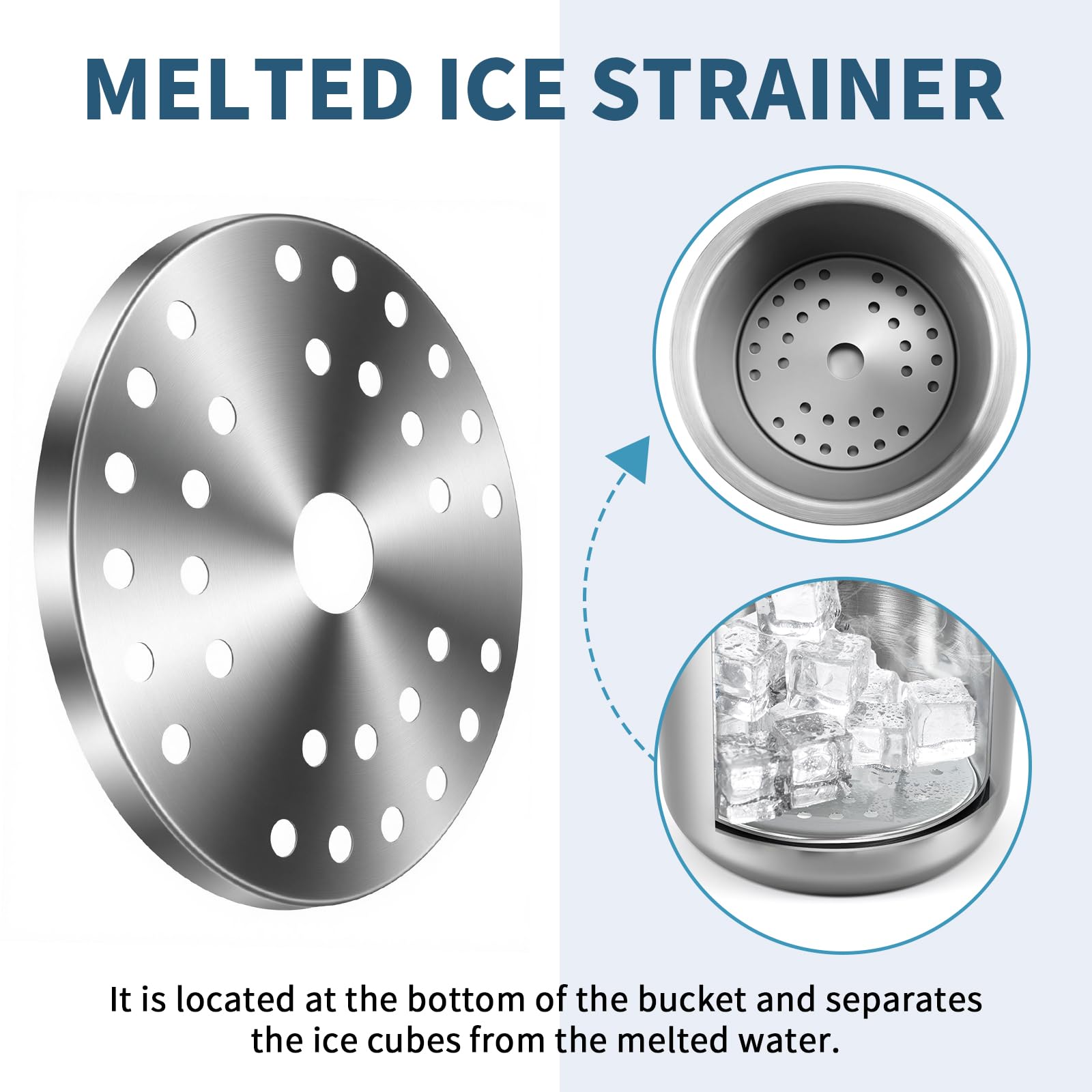 Eiswürfelbehälter Edelstahl, Eiskübel mit Deckel, Eisbehälter für Eiswürfel Eiskübel mit Clips, Sieb und Schaufel, Perfekt zum Abkühlen von Getränken, Ice Cube Tray, Bier, Sektkühler (3L)