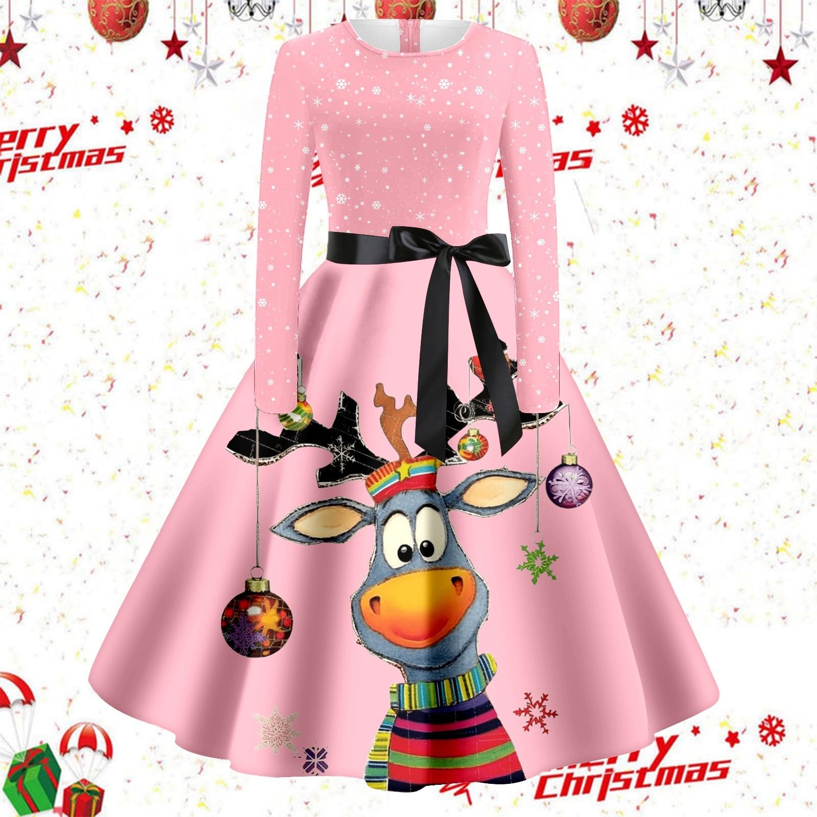 2026 décontractée Femme à imprimé Floral Manches Longues col Rond Coupe trapèze Ceinture nouée élégante pour fêtes Occasions Quotidiennes et Sorties Automne Hiver
