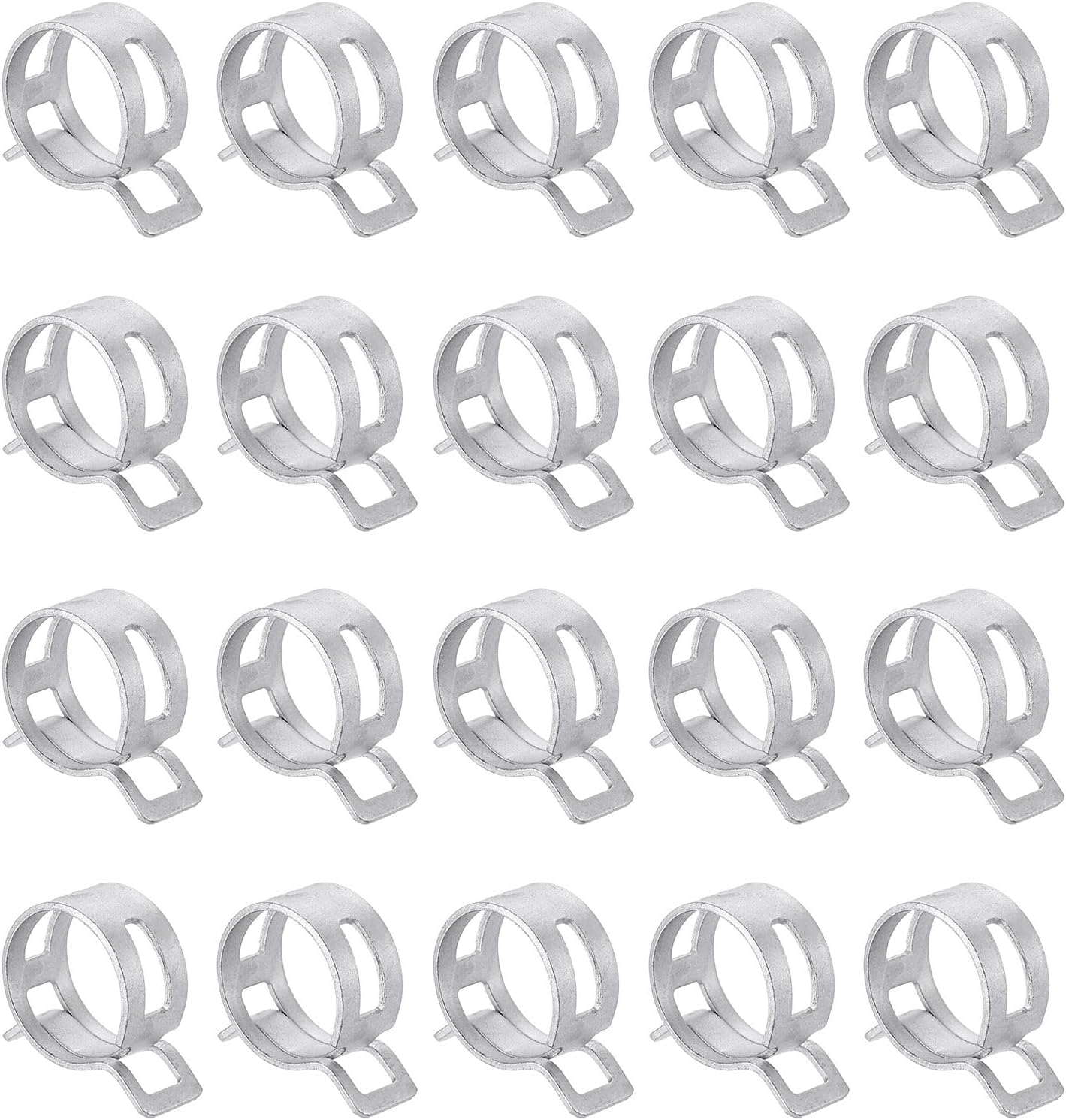 20 Pieces Spring Clamp Band Type 21 mm Fuel Hose Clip Spring Silicone Hose Clamp for Vacuum Tube Clip Silver
