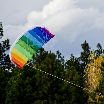 In the Breeze 2973 Rainbow 62 Sport Kite Dual Line Stunt Parafoil Includes Braided Kite Line and Bag