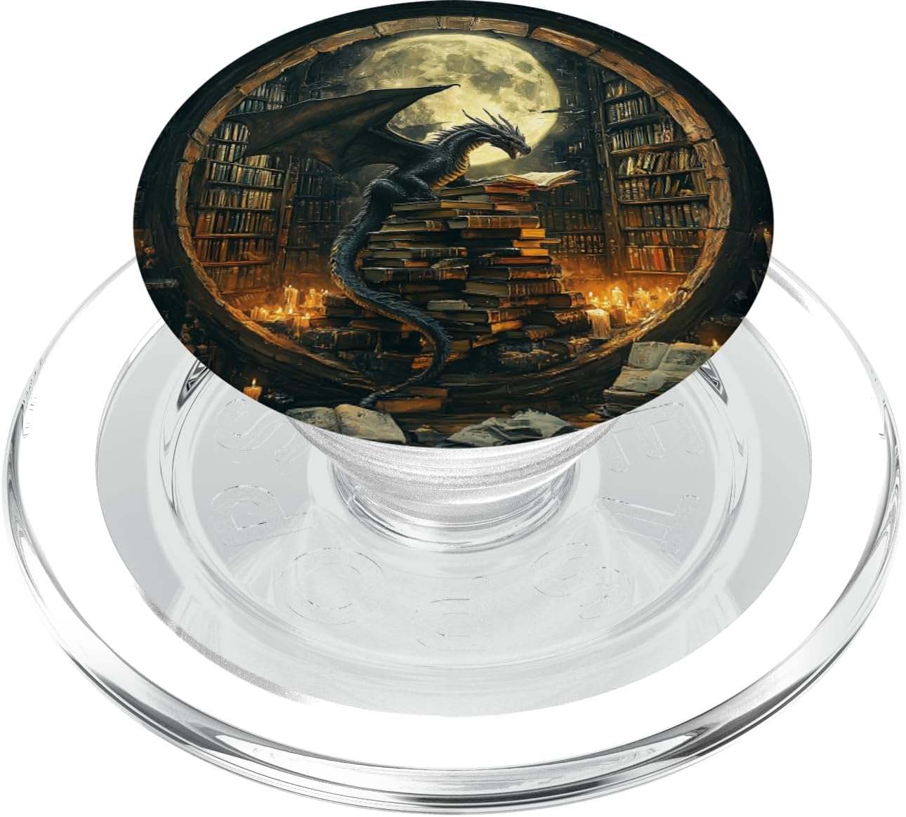 Book Dragon Head Mythical Creature Flame Wyvern Fantasy PopSockets PopWallet for MagSafe