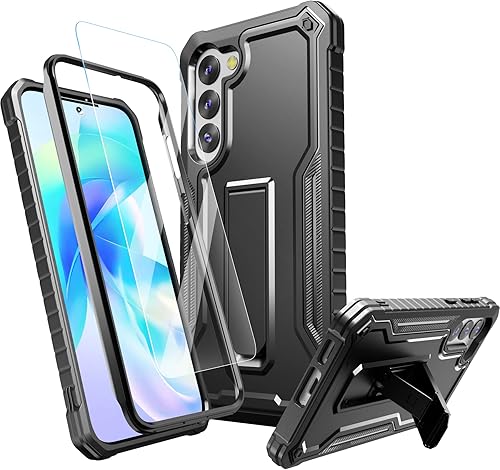 FITO Funda para Samsung Galaxy S23 Plus, doble capa a prueba de golpes resistente para Samsung S23 Plus con protector de pantalla, soporte integrado