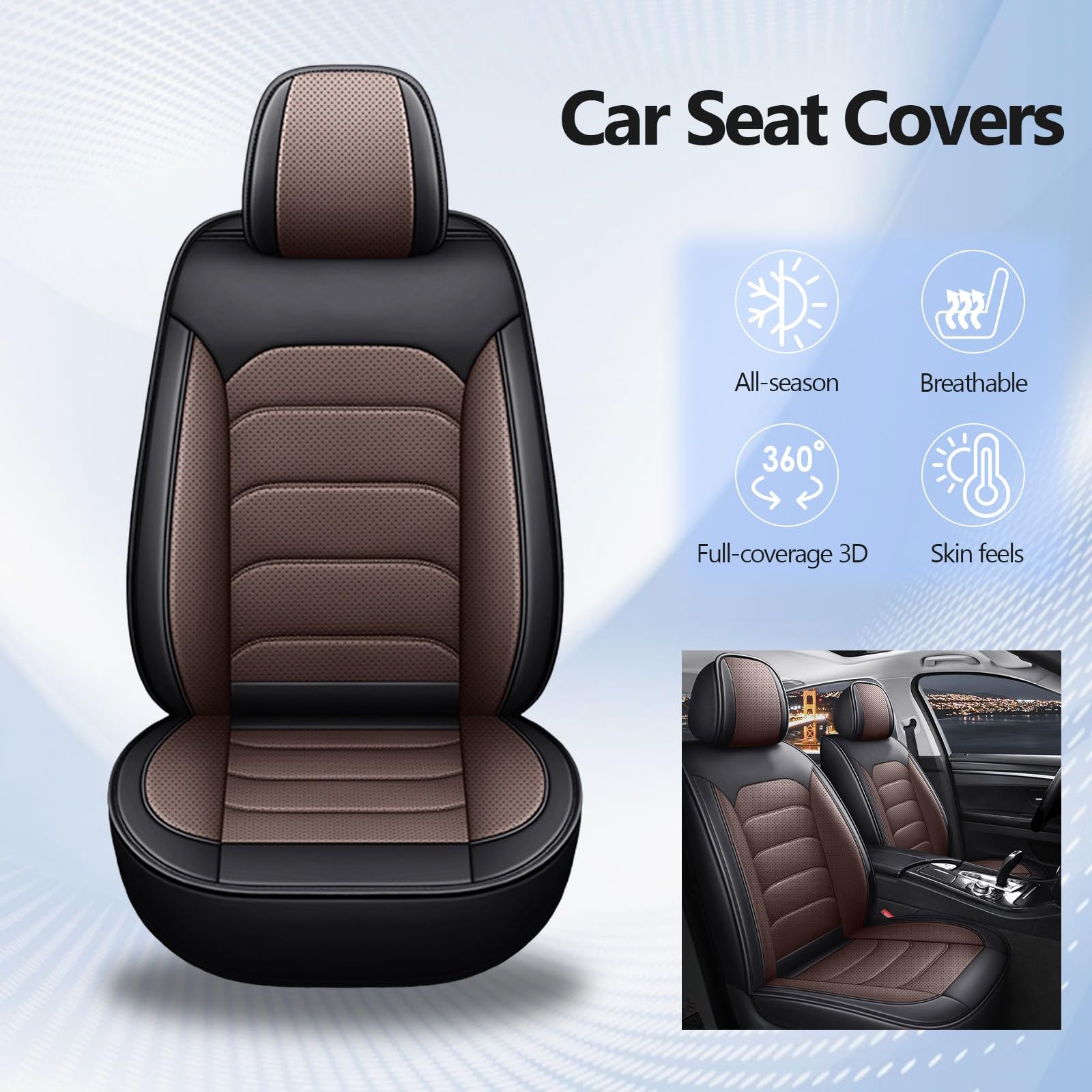 Genérico Funda Asiento Coche para Citroen C3 Aircross 2021-2026, 5 Piezas Piel Sintética, Impermeable y Antidesgaste – Protectores Asiento Coche Delanteros y Traseros, Fáciles de Limpiar