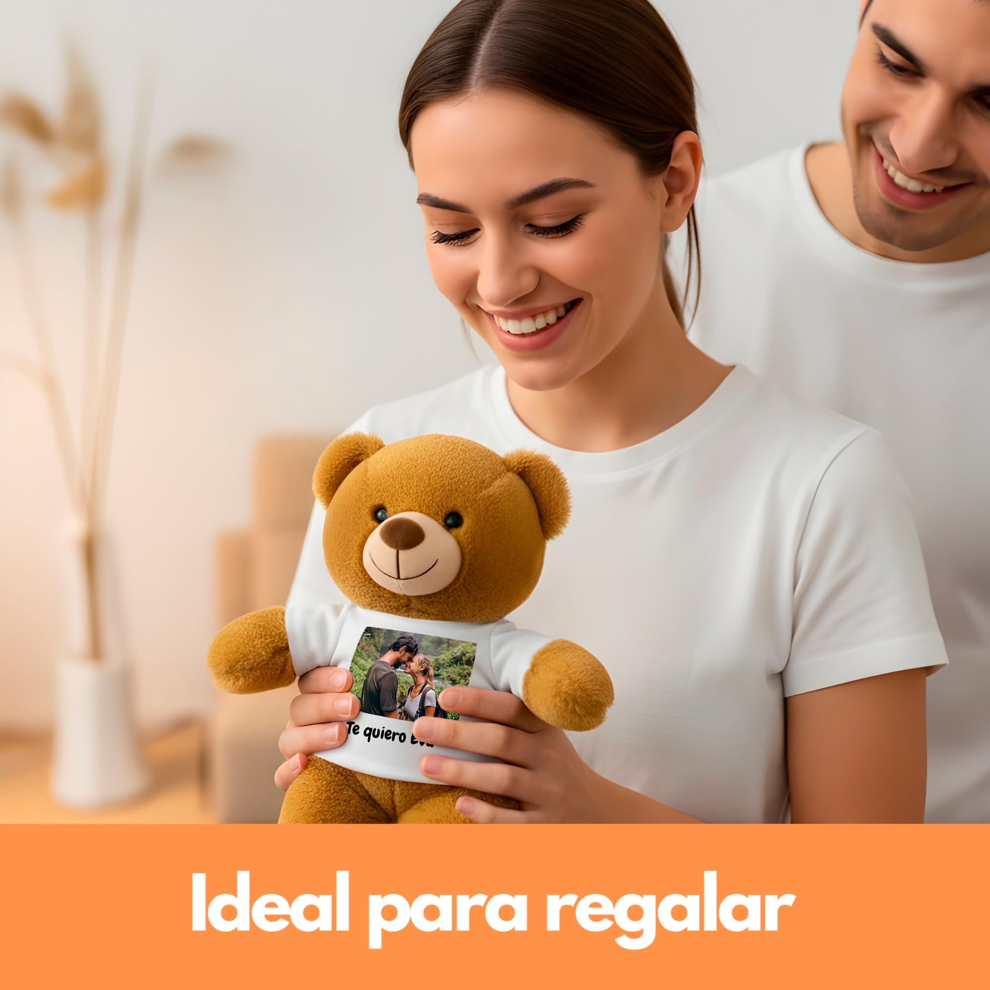 Peluchilandia Peluche Personalizado con Foto en Cajita Decorada Regalo Personalizado para Mujer y Hombre | Regalos para Amigas (MARRÓN)