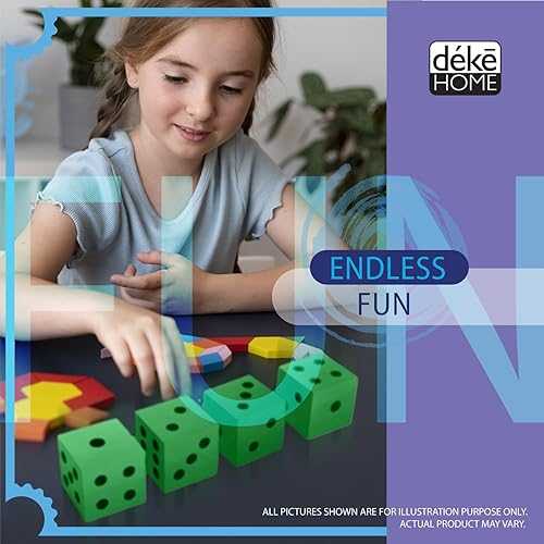 Vista 24 de Deke Home - Juego de dados de espuma (paquete de 4), dados grandes para aula y escuela en casa, varios colores brillantes, grandes de 1.96 pulgadas