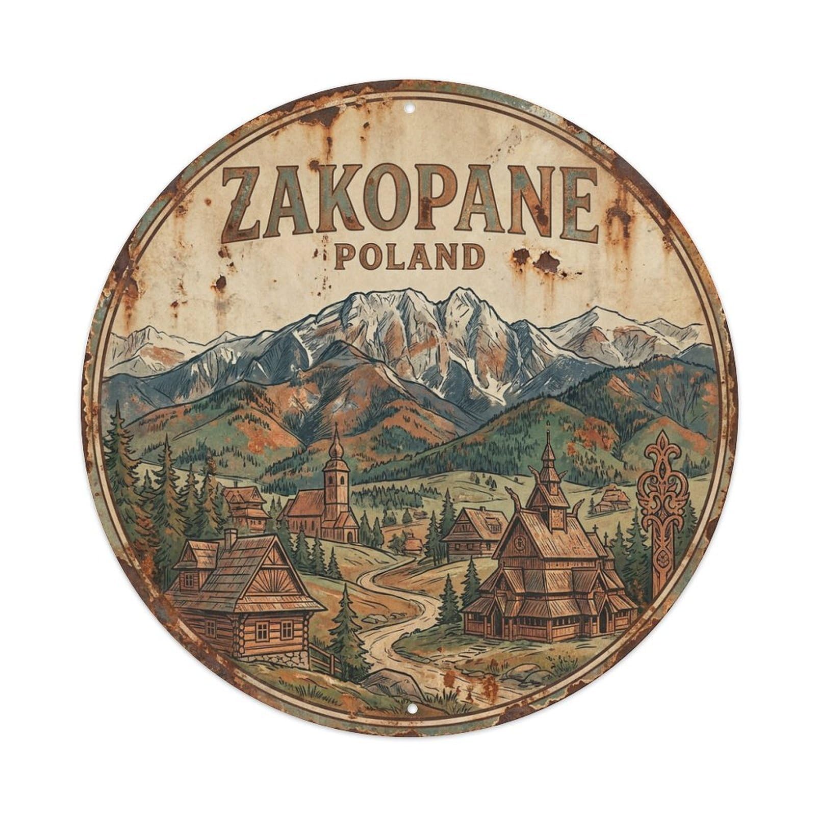 Xanthor Style Retro Travel Poland Zakopane Metal Tin Sign